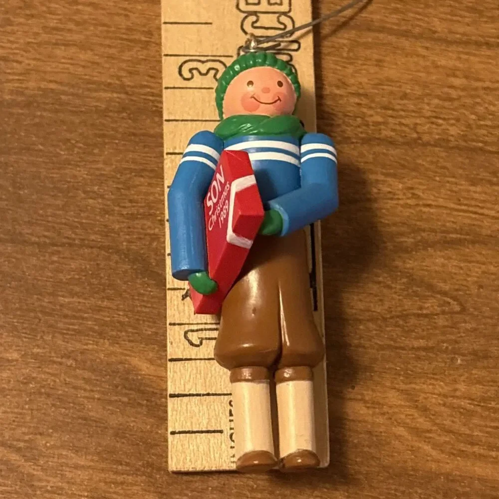 1989 Hallmark Keepsake Christmas Ornament Son Boy w/Red Present With Box